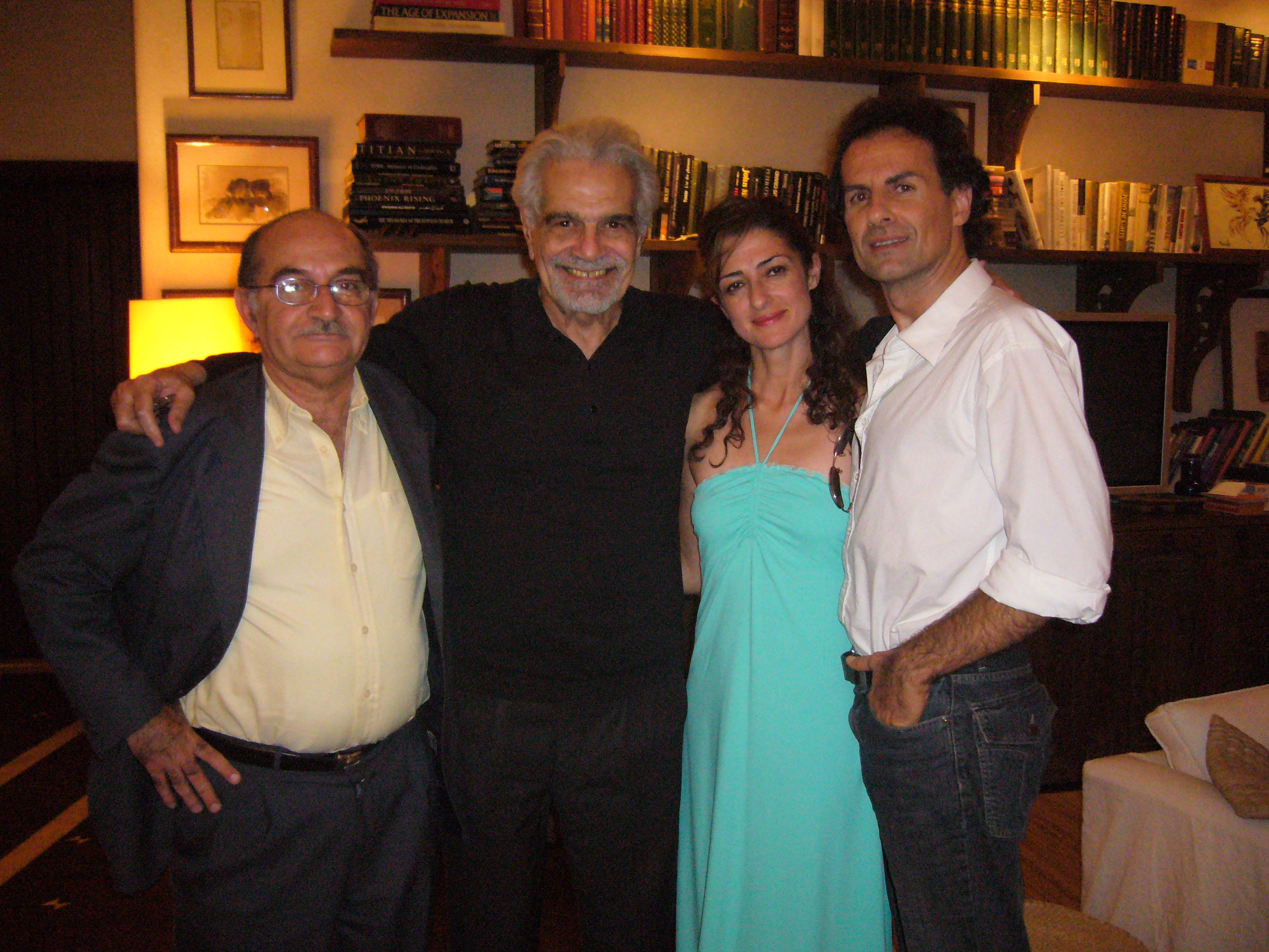 Omar_Sharif Philippe_Durand_and_Fariba Ariz_with one_of the_executives_of_the_Studios_in_Egypt_(Cairo)