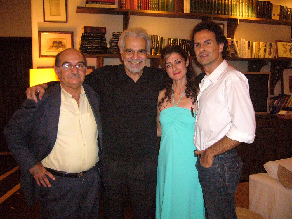 Omar Sharif, Fariba, Philippe and a studio executive in Egypt