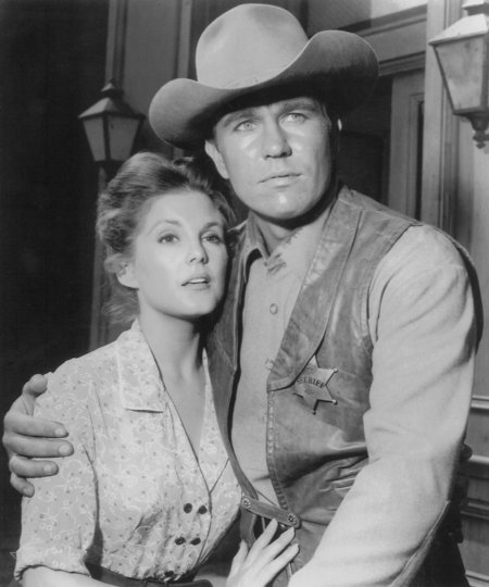 Karen Sharpe stars as Laura Thomas and Don Durant as Johnny Ringo in producer Aaron Spelling's first television series 
