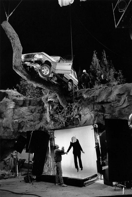 Georgia Durante on the set of Casper doubling for Cathy Moriarty, with Stunt coordinator Gary Hymes
