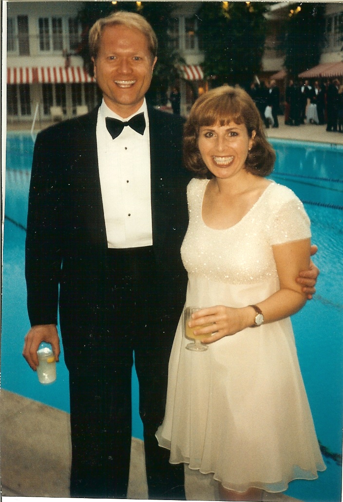 Jim Dykes & Lisa DiGiovine at the Emmy Awards pre-cocktail party by the pool at the Beverly Hilton Hotel. Lisa is a nominee.