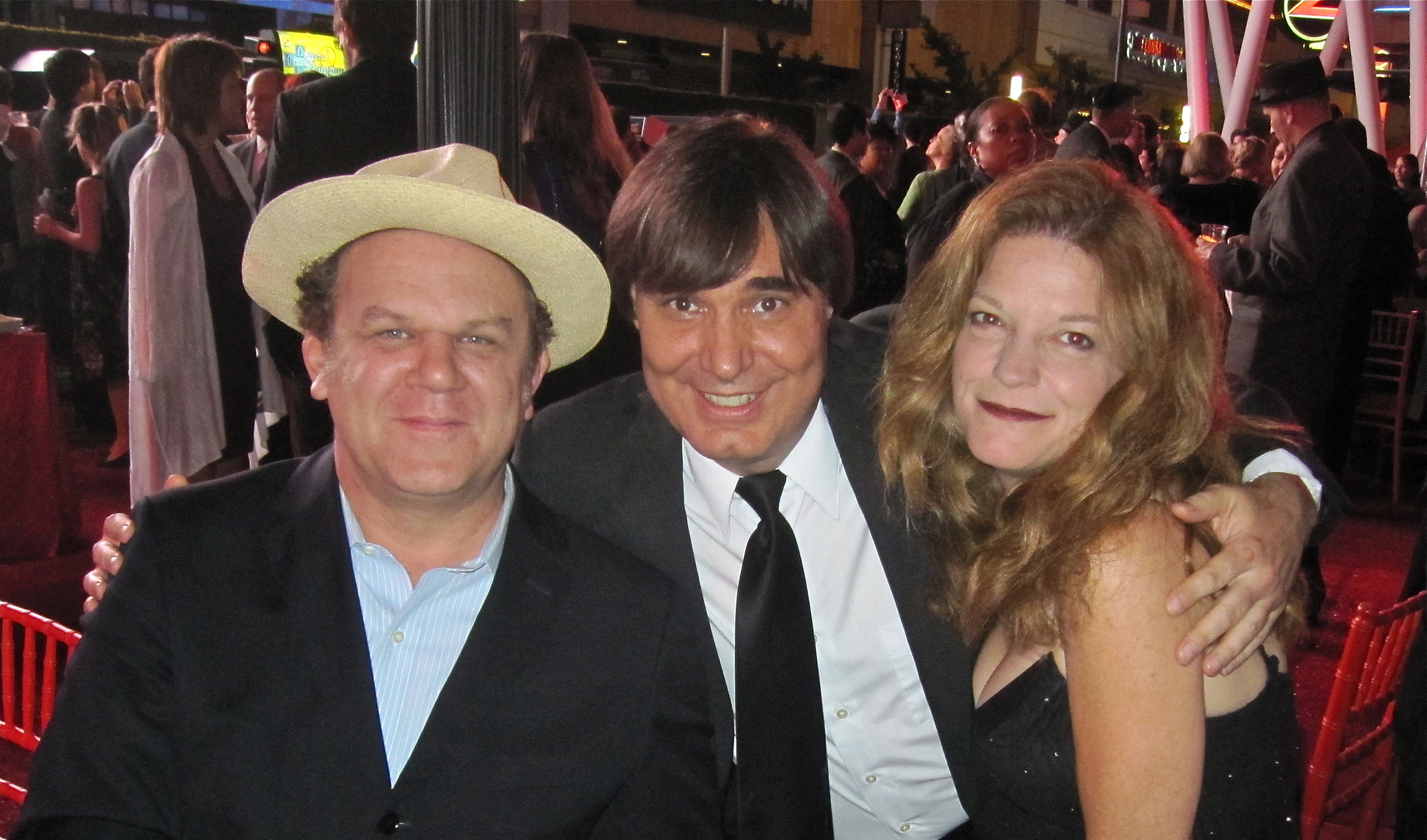 John C. Reilly with Disney animator Adam Dykstra and his sister Molly, during the Wreck-It Ralph wrap party.