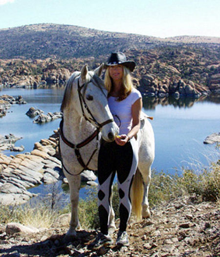 Bonnie Ebsen and her my and the Andalusian mare,