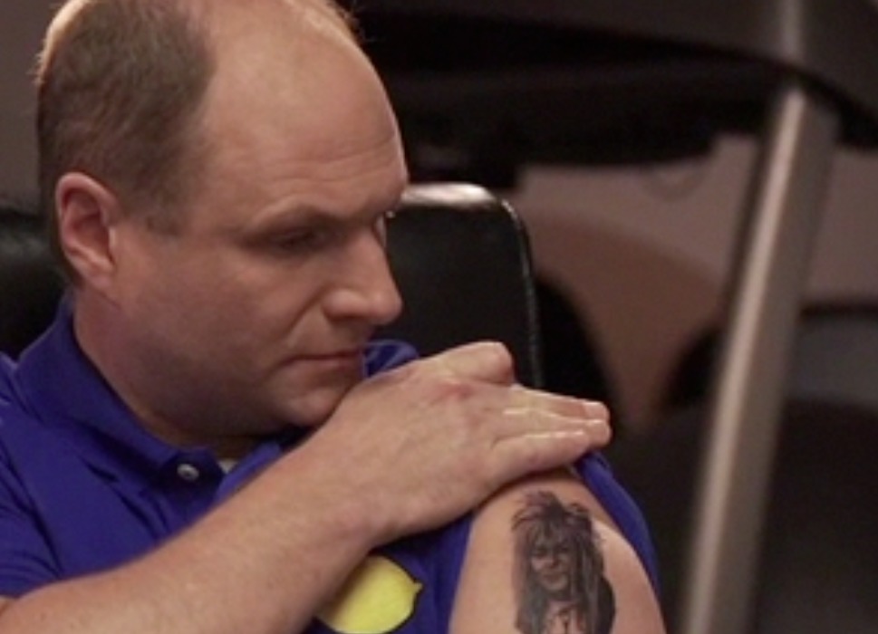 Best Buy commercial spot, David Bowie Labyrinth tattoo.