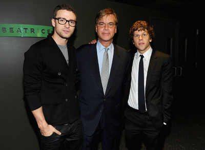 Justin Timberlake, Jesse Eisenberg and Aaron Sorkin at event of The Social Network (2010)