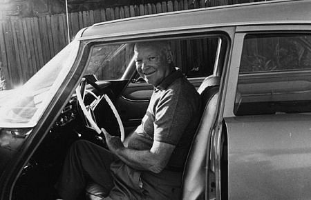 Dwight D. Eisenhower in his car at his Palm Springs home