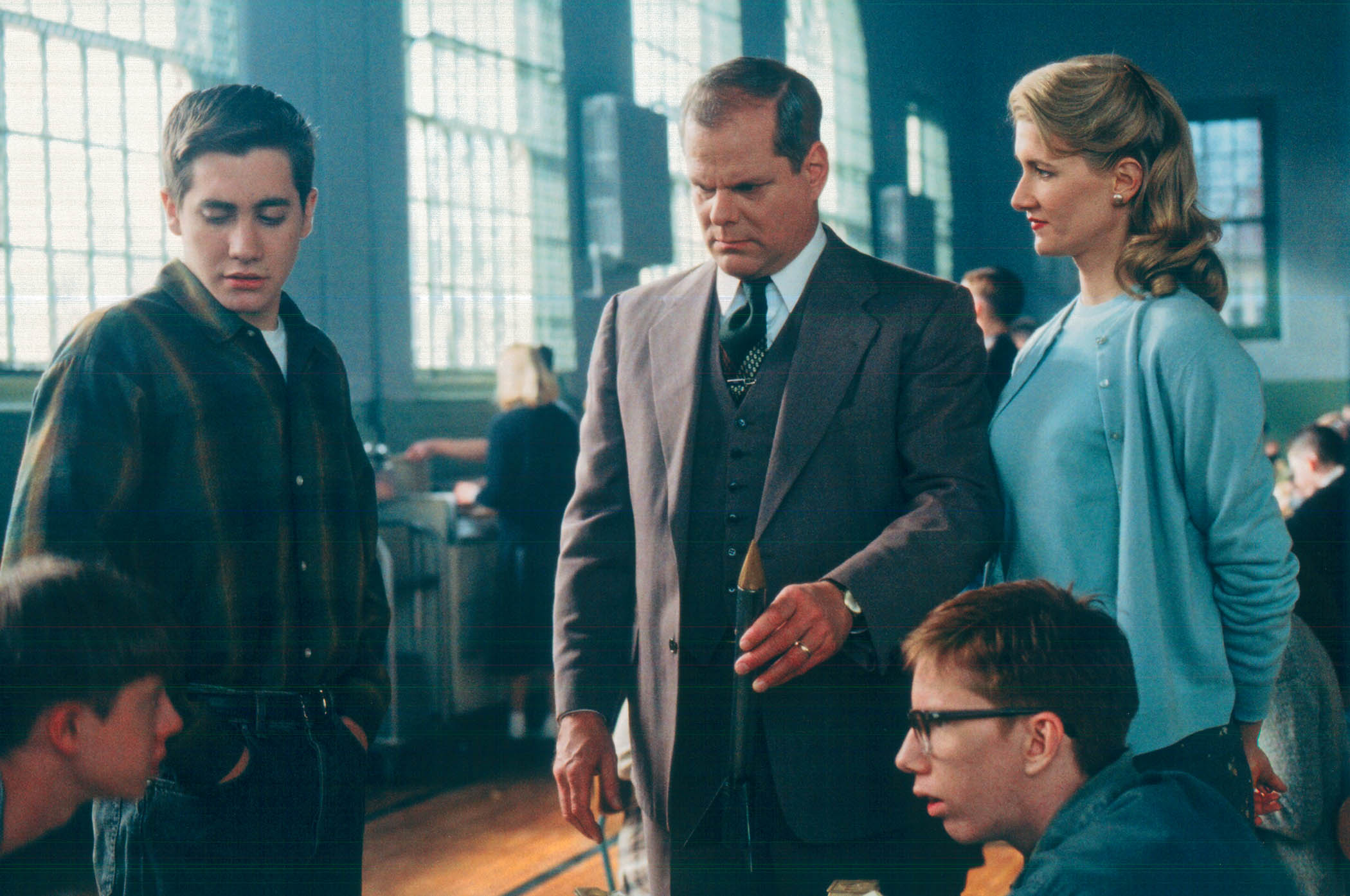 Laura poking my arm, October Sky, 1999. Clockwise from Ellis: Laura Dern, Chris Owen, Chad Lindberg, Jake Gyllenhaal.