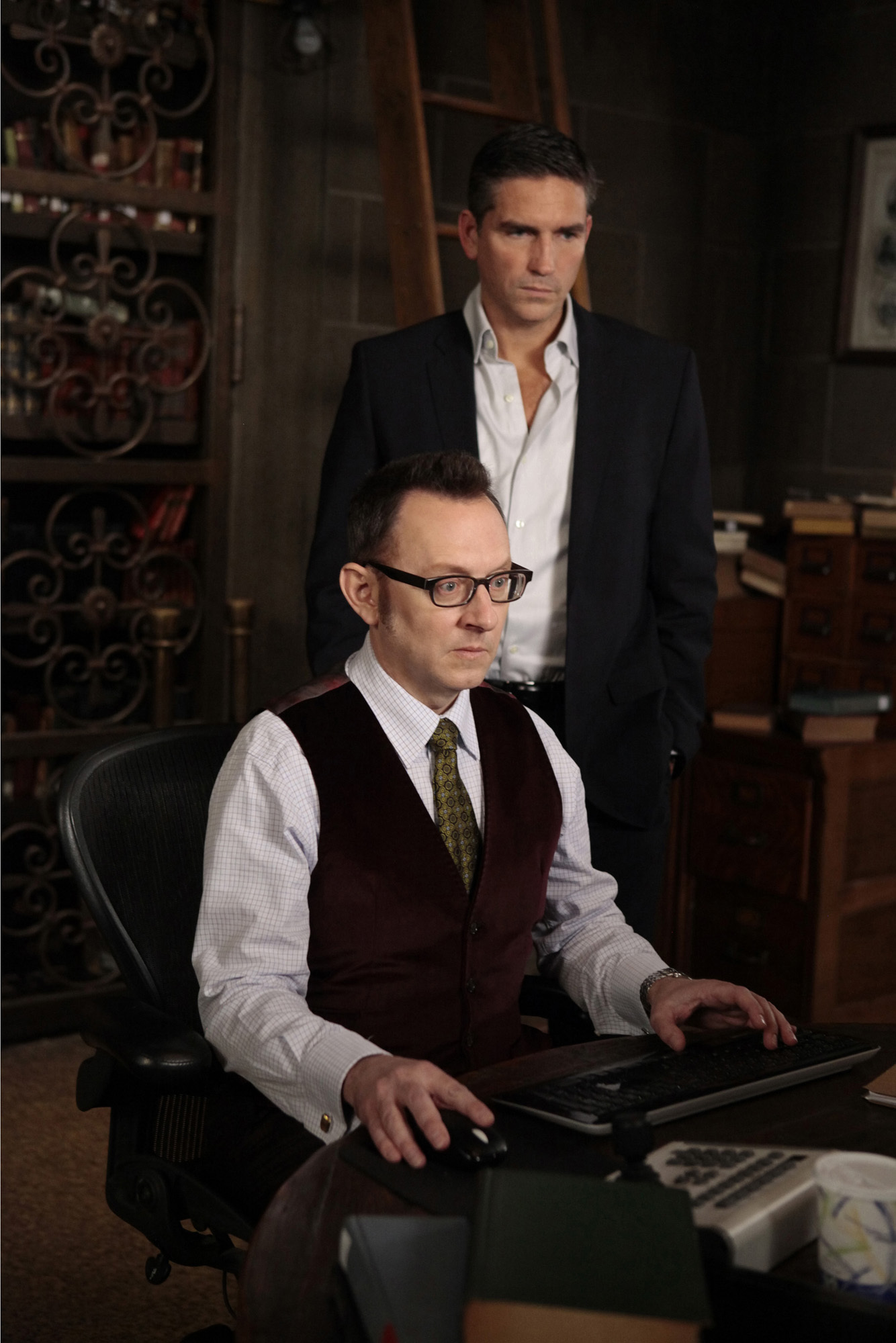 Still of Jim Caviezel and Michael Emerson in Person of Interest (2011)