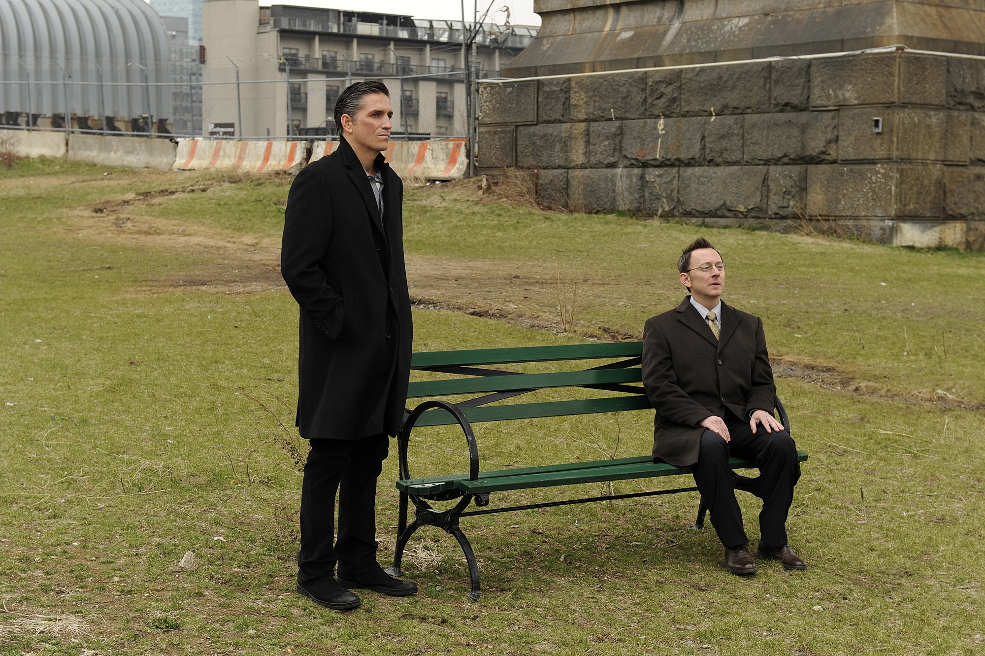 Still of Jim Caviezel and Michael Emerson in Person of Interest (2011)