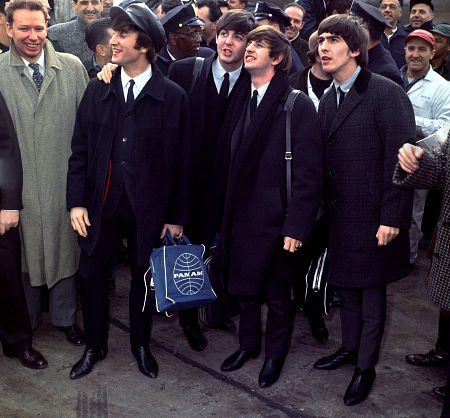 The Beatles Ringo Starr, John Lennon, Paul McCartney, George Harrison 1964 at Kennedy airport/**I.V.