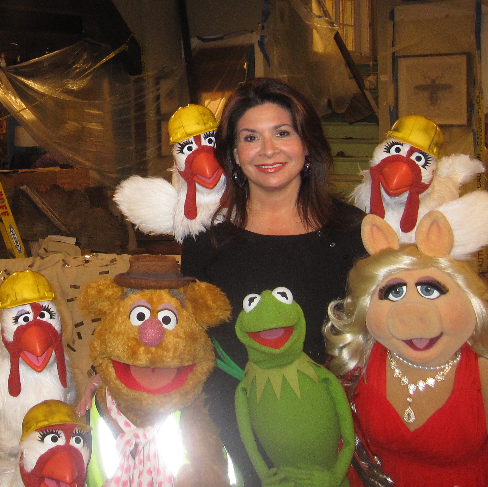 Suzette Ervin and Muppets, Kermit, Miss Piggy and Fozzie Bear.