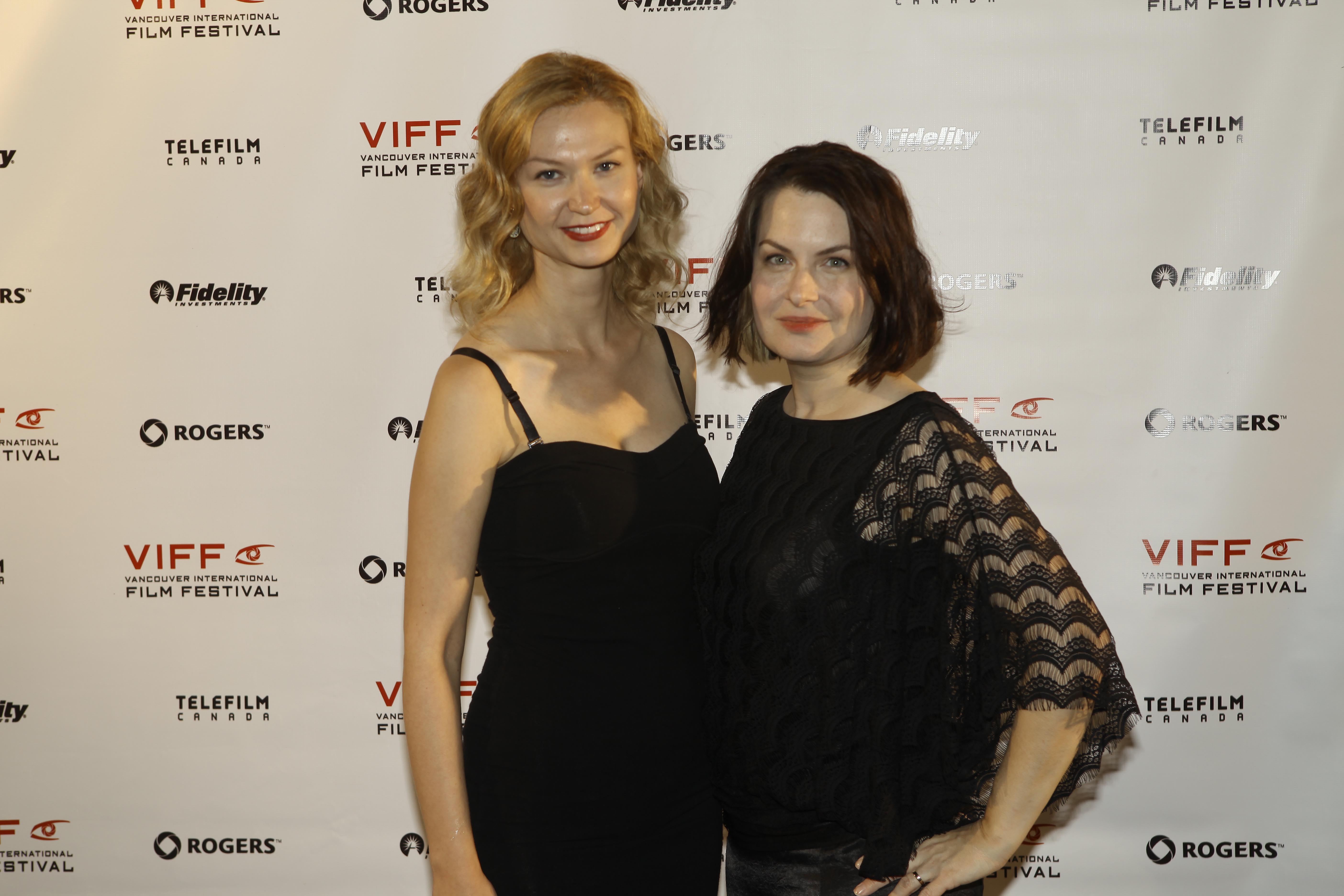 Director Danishka Esterhazy (right) with producer Ashley Hirt (left). Opening Gala of Vancouver International Film Festival 2013.