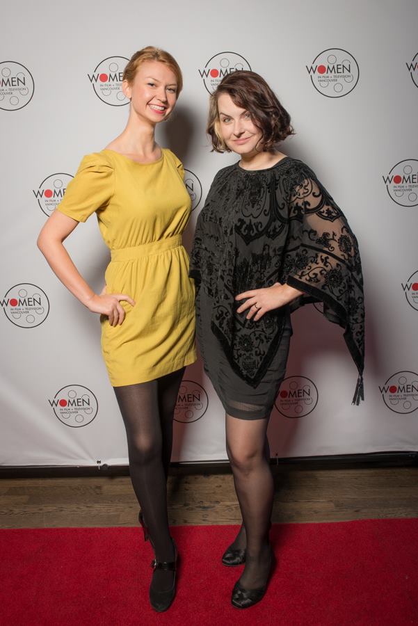 Director Danishka Esterhazy (right) with Producer Ashley Hirt (left) at the Women in Film & Television fundraiser at the Vancouver International Film Festival. October 2nd, 2013.