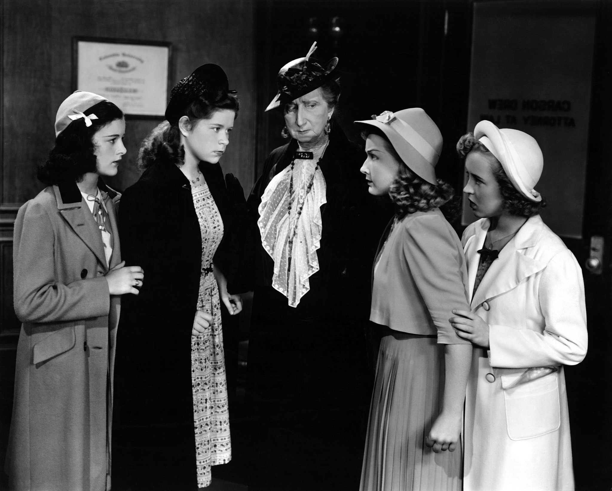 Still of Helena Phillips Evans, Betty Jane Graham, Bonita Granville, Renie Riano and Joanne Tree in Nancy Drew: Detective (1938)