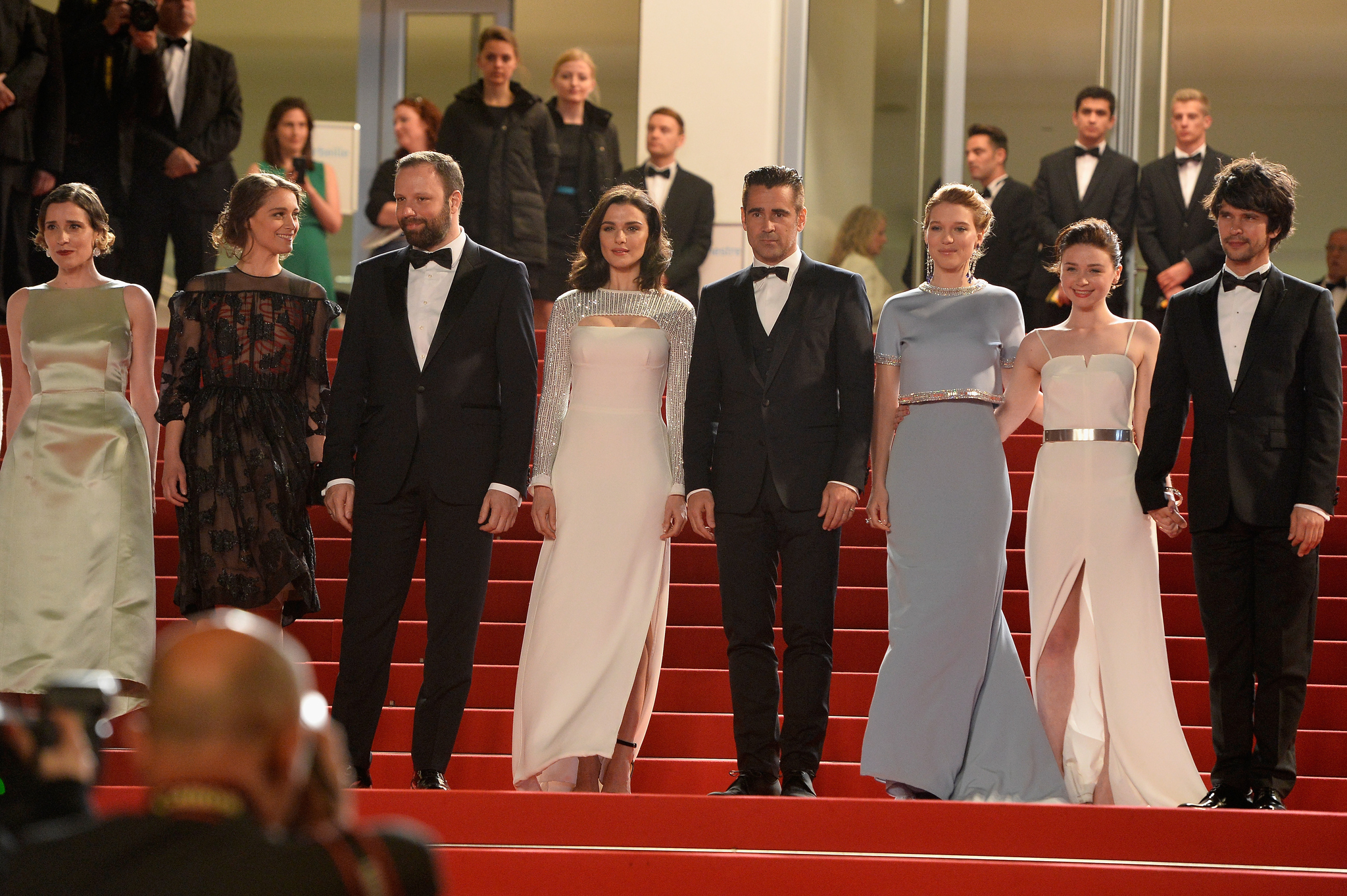 Rachel Weisz, Colin Farrell, Yorgos Lanthimos, Ben Whishaw, Angeliki Papoulia, Jessica Barden, Léa Seydoux and Ariane Labed at event of The Lobster (2015)