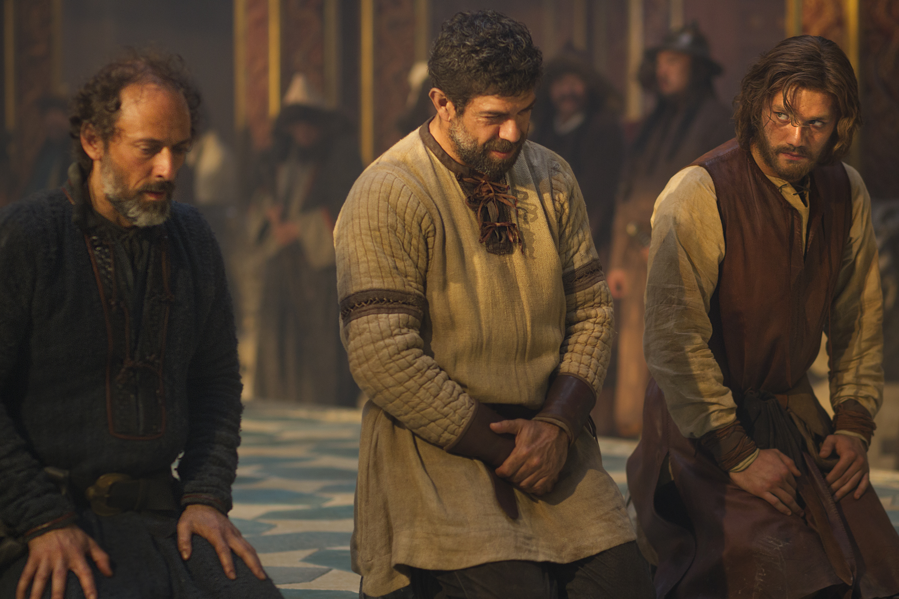 Still of Pierfrancesco Favino, Corrado Invernizzi and Lorenzo Richelmy in Marco Polo (2014)