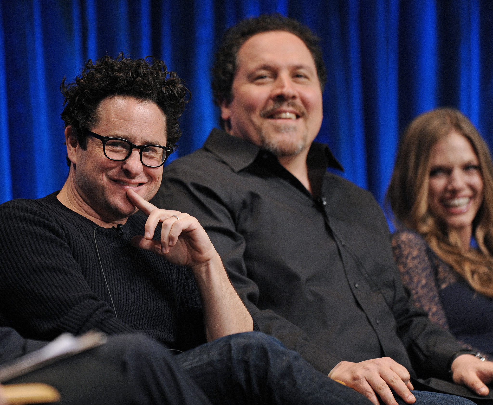 J.J. Abrams, Jon Favreau and Tracy Spiridakos at event of Revolution (2012)