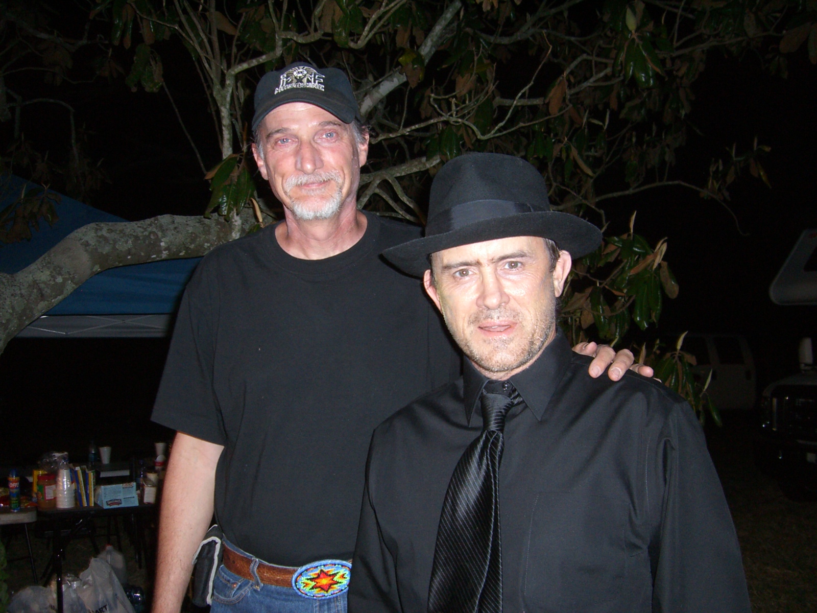 Jeffrey Combs and M. Steven Felty on location for The Dunwich Horror.
