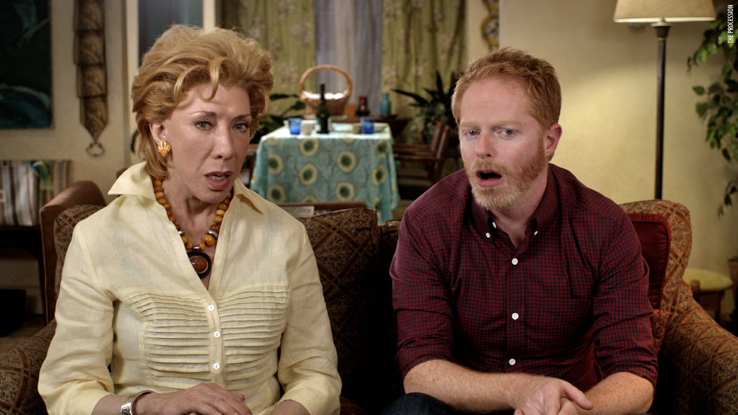 Still of Lily Tomlin and Jesse Tyler Ferguson in The Procession (2012)