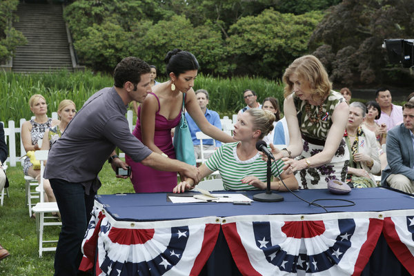 Still of Frances Conroy, Mark Feuerstein and Reshma Shetty in Royal Pains (2009)