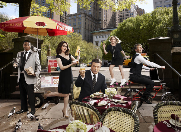 Still of Alec Baldwin, Jane Krakowski, Tina Fey, Jack McBrayer and Tracy Jordan in 30 Rock (2006)