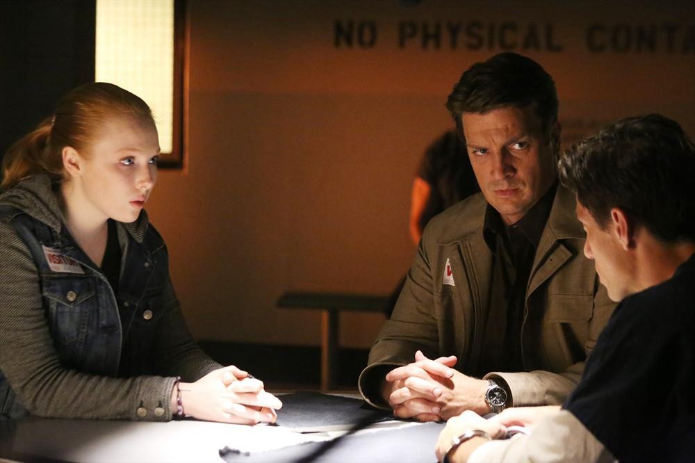 Still of James Carpinello, Nathan Fillion and Molly C. Quinn in Kastlas (2009)