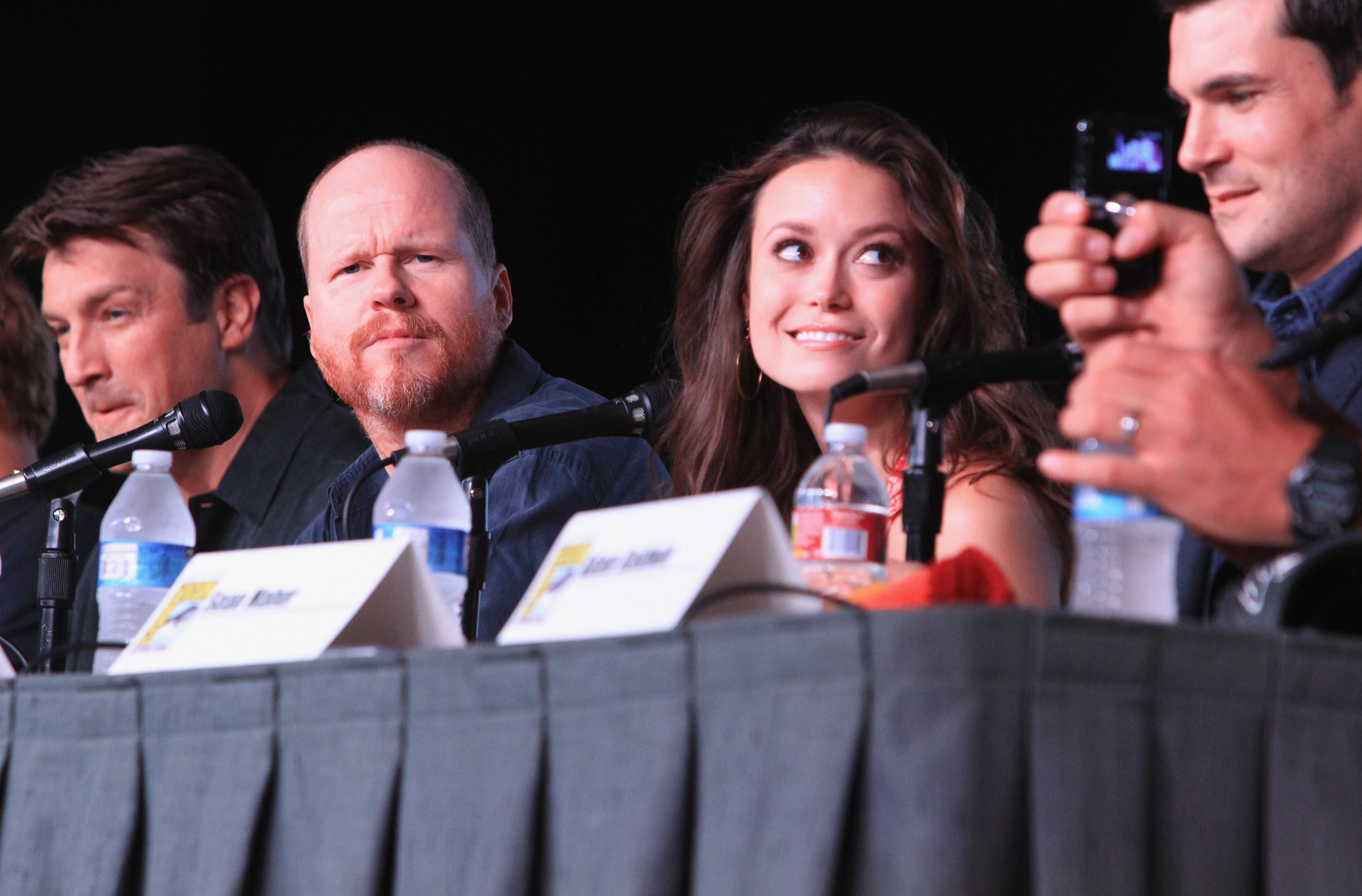 Nathan Fillion, Sean Maher, Joss Whedon and Summer Glau at event of Firefly (2002)