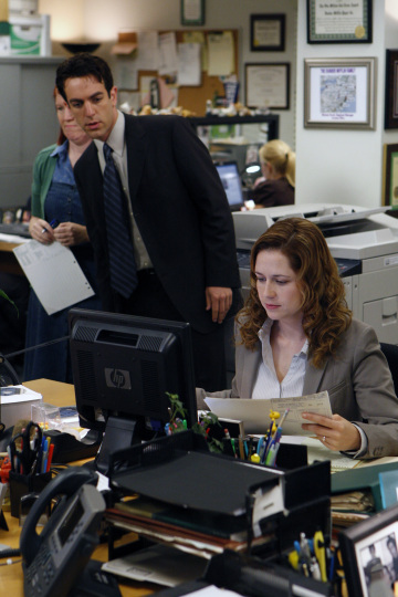 Still of Jenna Fischer and B.J. Novak in The Office (2005)