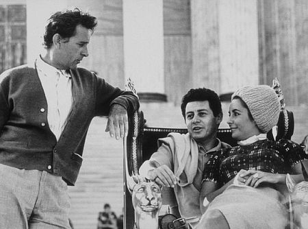 Elizabeth Taylor, Eddie Fisher and Richard Burton in Rome during filming of 