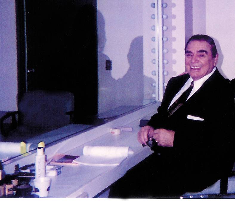 Ernest Borgnine in full make-up as J. Edgar Hoover in the movie 