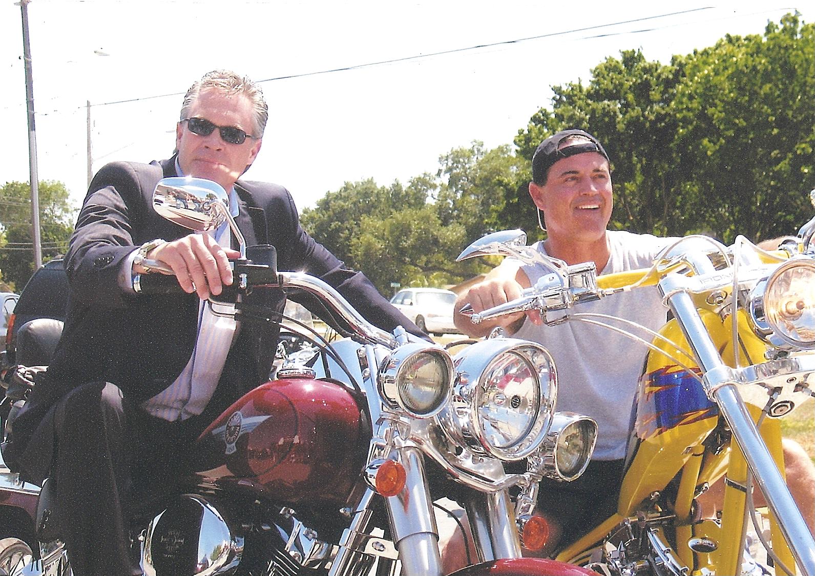 Executive Producer Kip Radigan and Writer/Director Jim Fitzpatrick are born to be wild, on the set of 