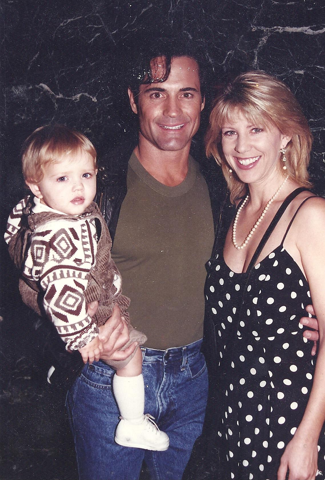 Actors Jim Fitzpatrick, Jodi Knotts and their son JJ, at the ABC Christmas Party at Tavern on the Green (Central Park), in 1995