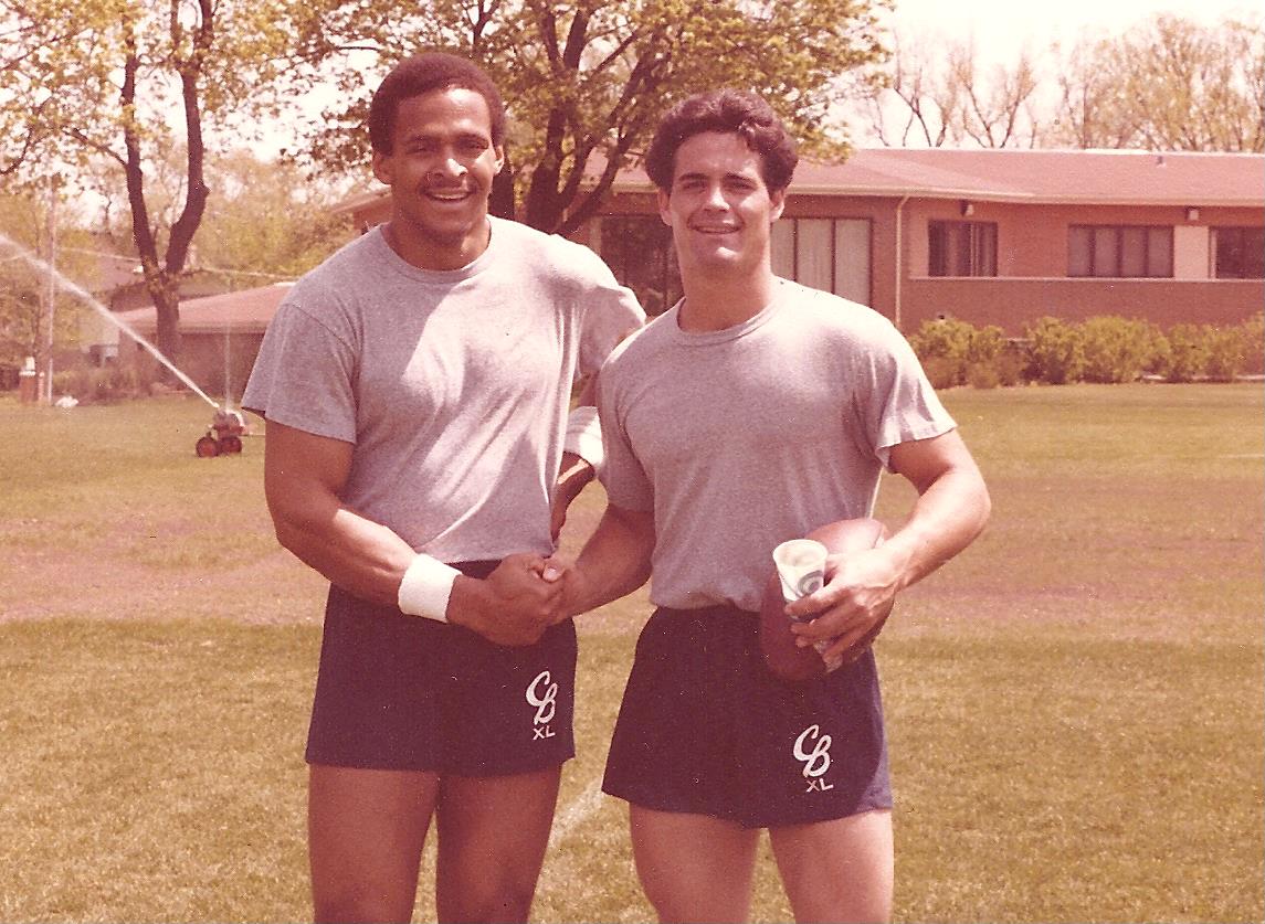 1982 Chicago Bears Vince Evans & Jim Fitzpatrick in Lake Forest at the George Halas Football Complex.