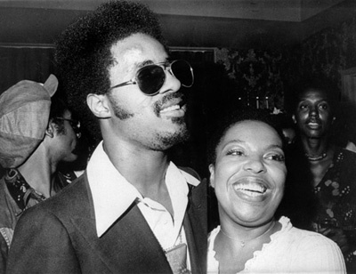 Stevie Wonder and Roberta Flack at Delmonico's Hotel for the kick-off party for Stevie's new concert tour