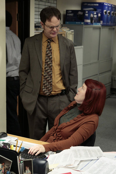 Still of Kate Flannery and Rainn Wilson in The Office (2005)