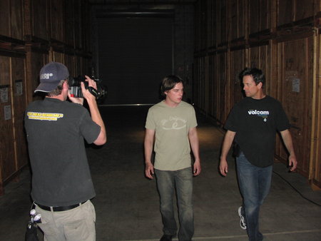 Matt Flynn (right) and Brandan Dean Halpin (center) rehearse.