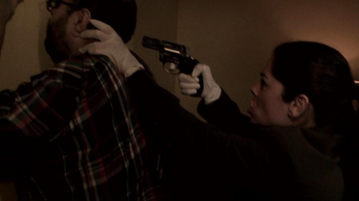 Jennifer Fontaine and Matt Brewbaker on the set of Drop Gun.