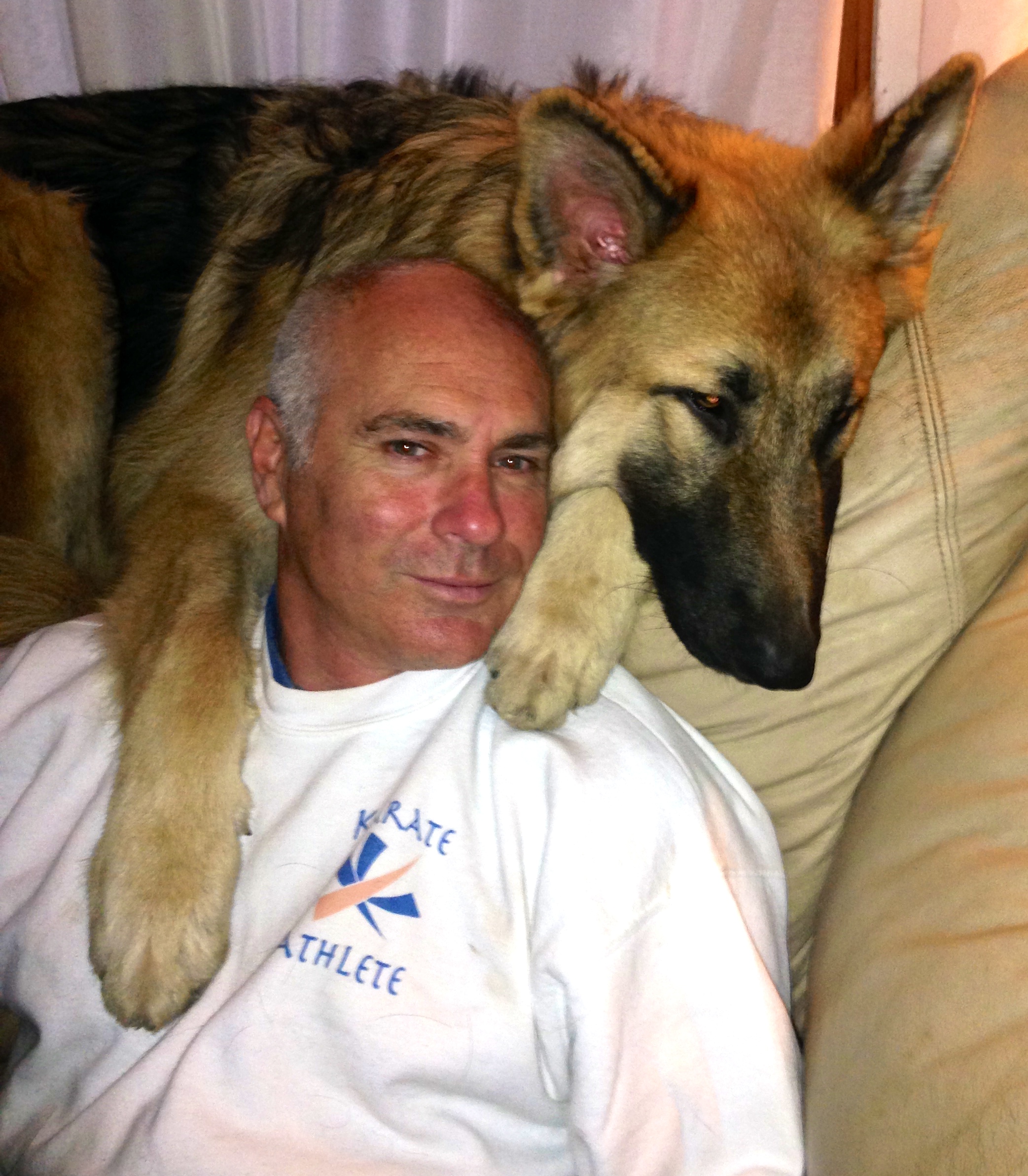 Julian Forbes with ex's puppy Wolfie - 2013