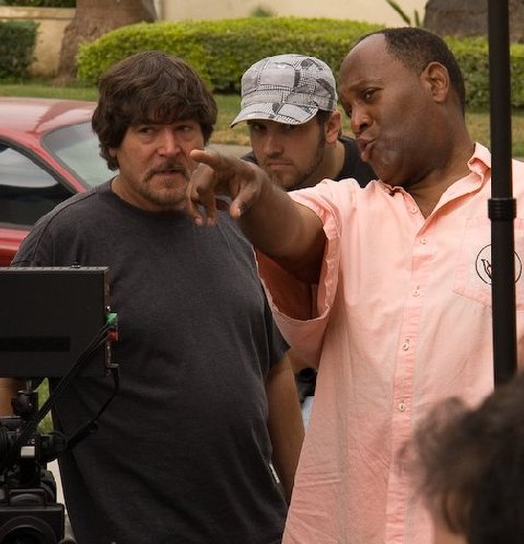 Producer Raymond Forchion on set of HIP-HOP HEADSTRONG with DP Cristophe St. Pierre and team.