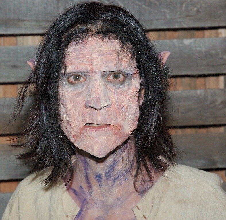Close up of Deborah Smith Ford as Helldam on location on film set. Makeup took approximately 3-4 hours total on face and body.