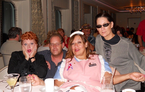 Jennifer Ramsey as Lucy, David, Anne Kissell as Roseanne Barr and Ford as Trinity on Celebrity Cruise Ship