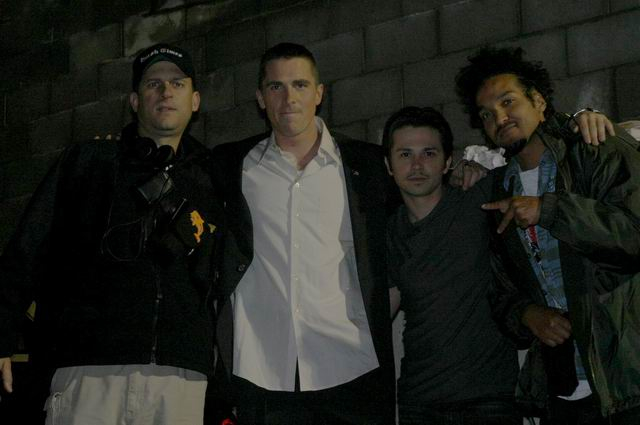 Chaka Forman, with David Ayer, Christian Bale, and Freddie Rodriguez