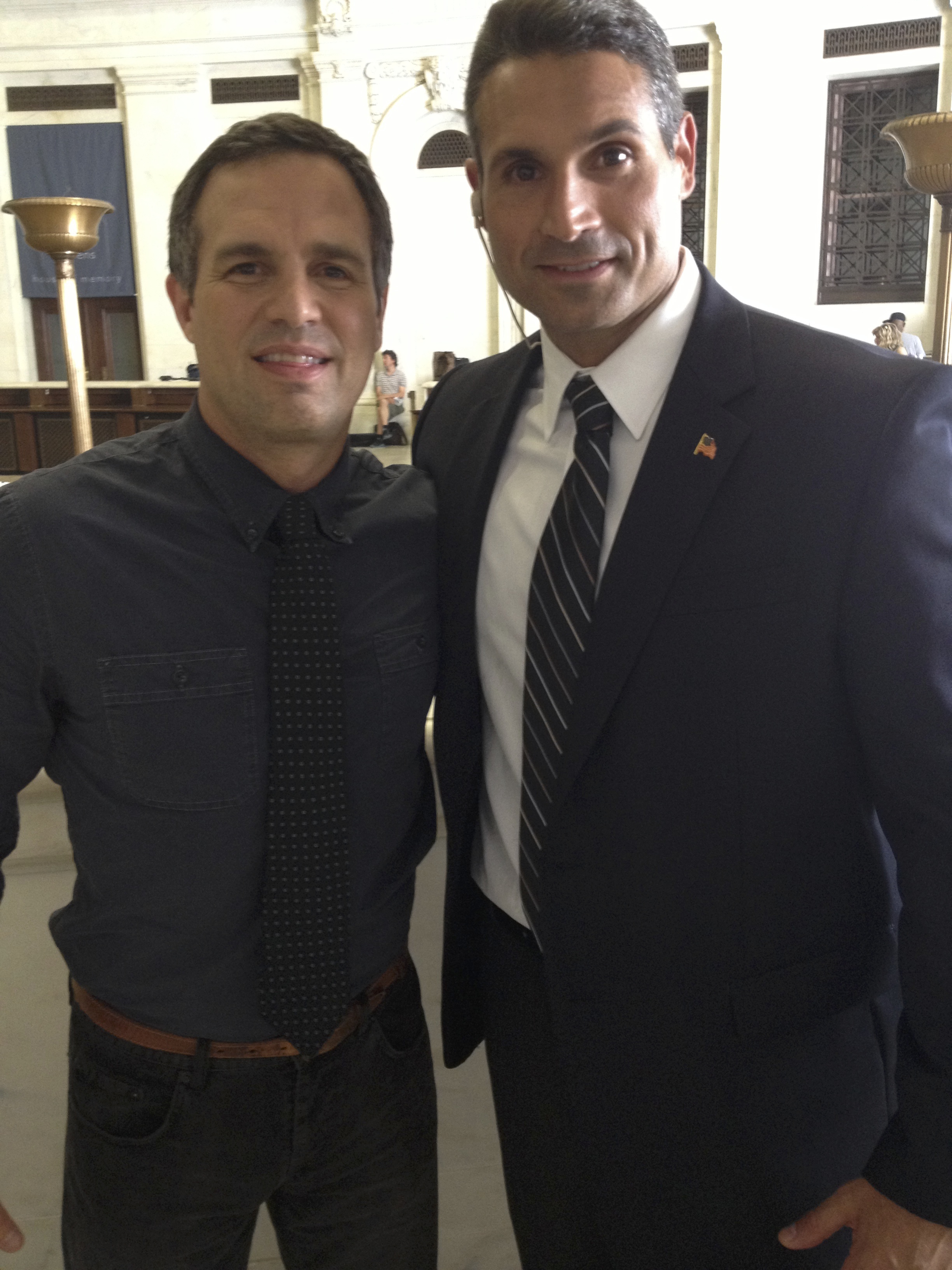 Frank Fortunato and Mark Ruffalo on the set of The Normal Heart.