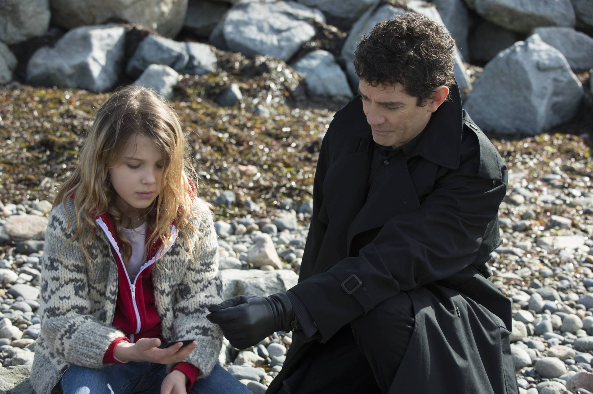 Still of James Frain and Millie Bobby Brown in Intruders (2014)