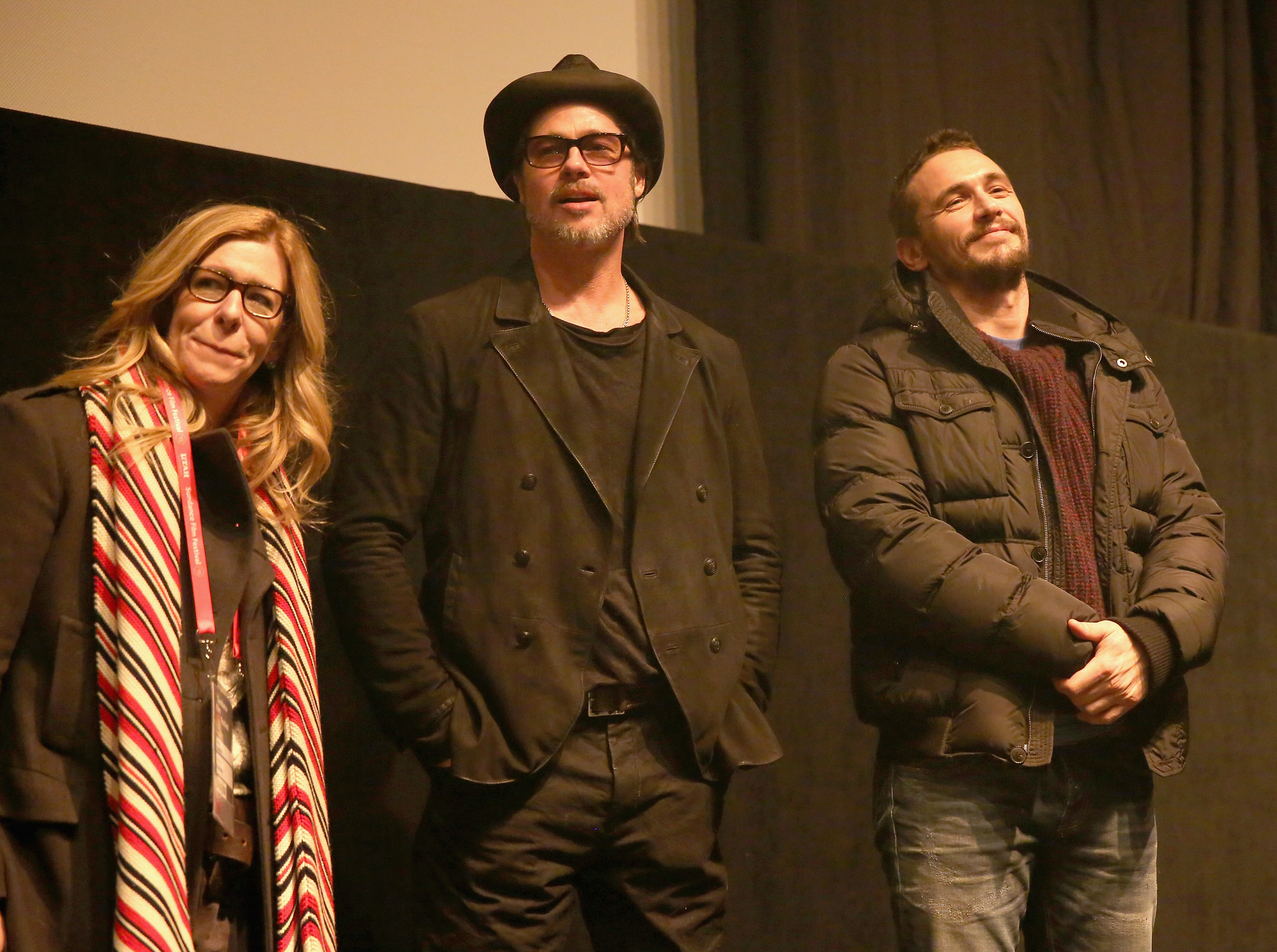 Brad Pitt, James Franco and Dede Gardner at event of True Story (2015)