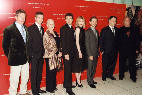 Kirsten Dunst, Sam Raimi, Tobey Maguire, Thomas Haden Church, Avi Arad, James Franco and Topher Grace at event of Zmogus voras 3 (2007)