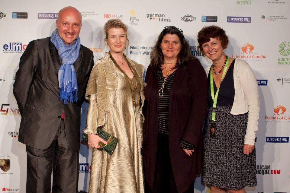 At the festival opening: Oliver Mahrdt (German Films), Nina Franoszek, Gwen Deglise (American Cinematheque), Nicole Kaufmann (German Films)