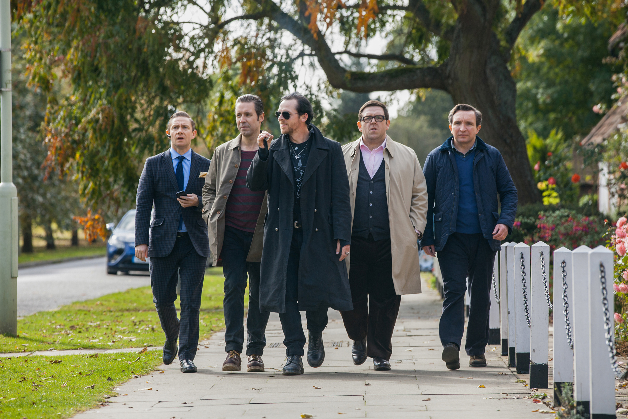 Still of Paddy Considine, Martin Freeman, Nick Frost, Eddie Marsan and Simon Pegg in The World's End (2013)