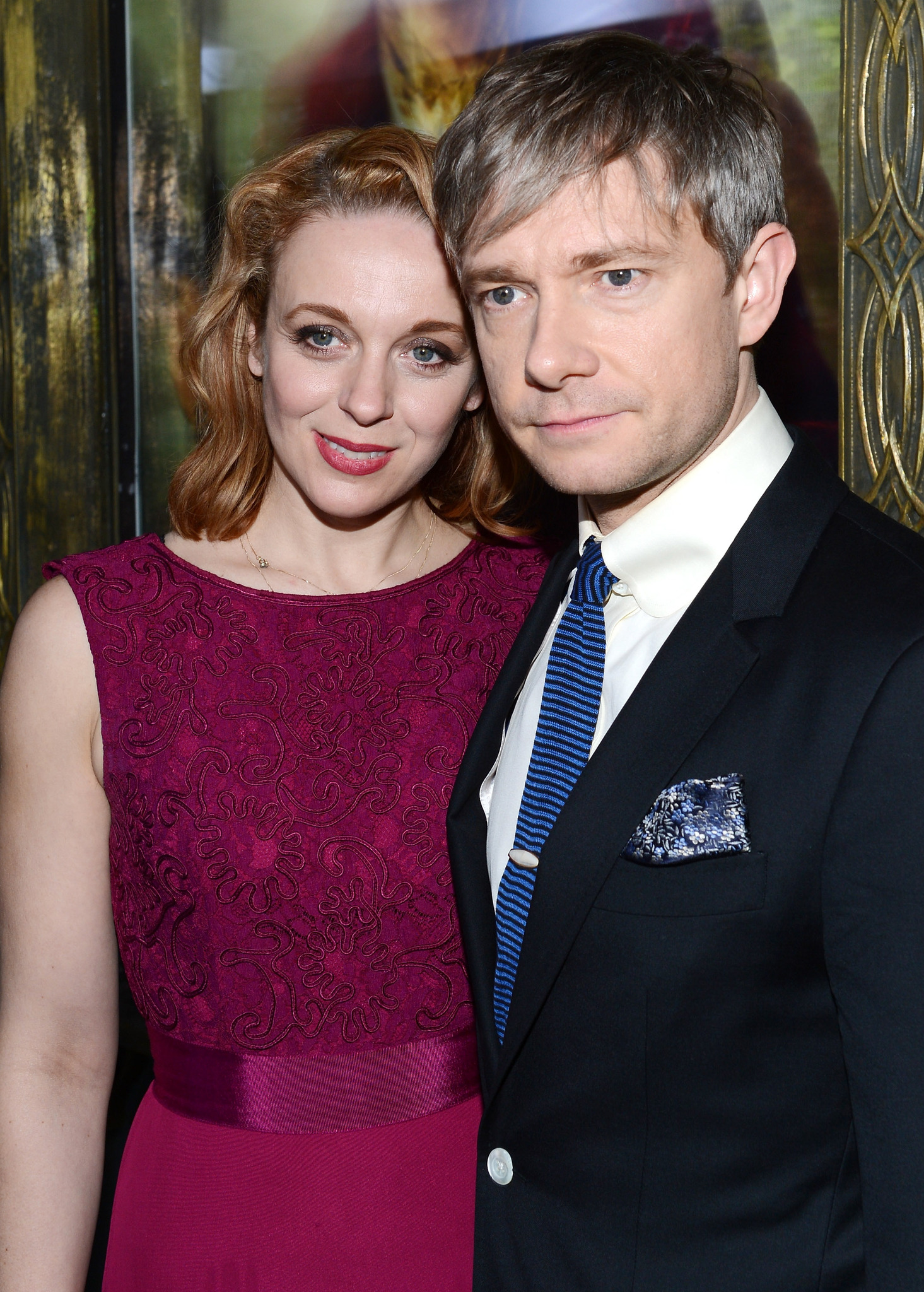 Amanda Abbington and Martin Freeman at event of Hobitas: nelaukta kelione (2012)