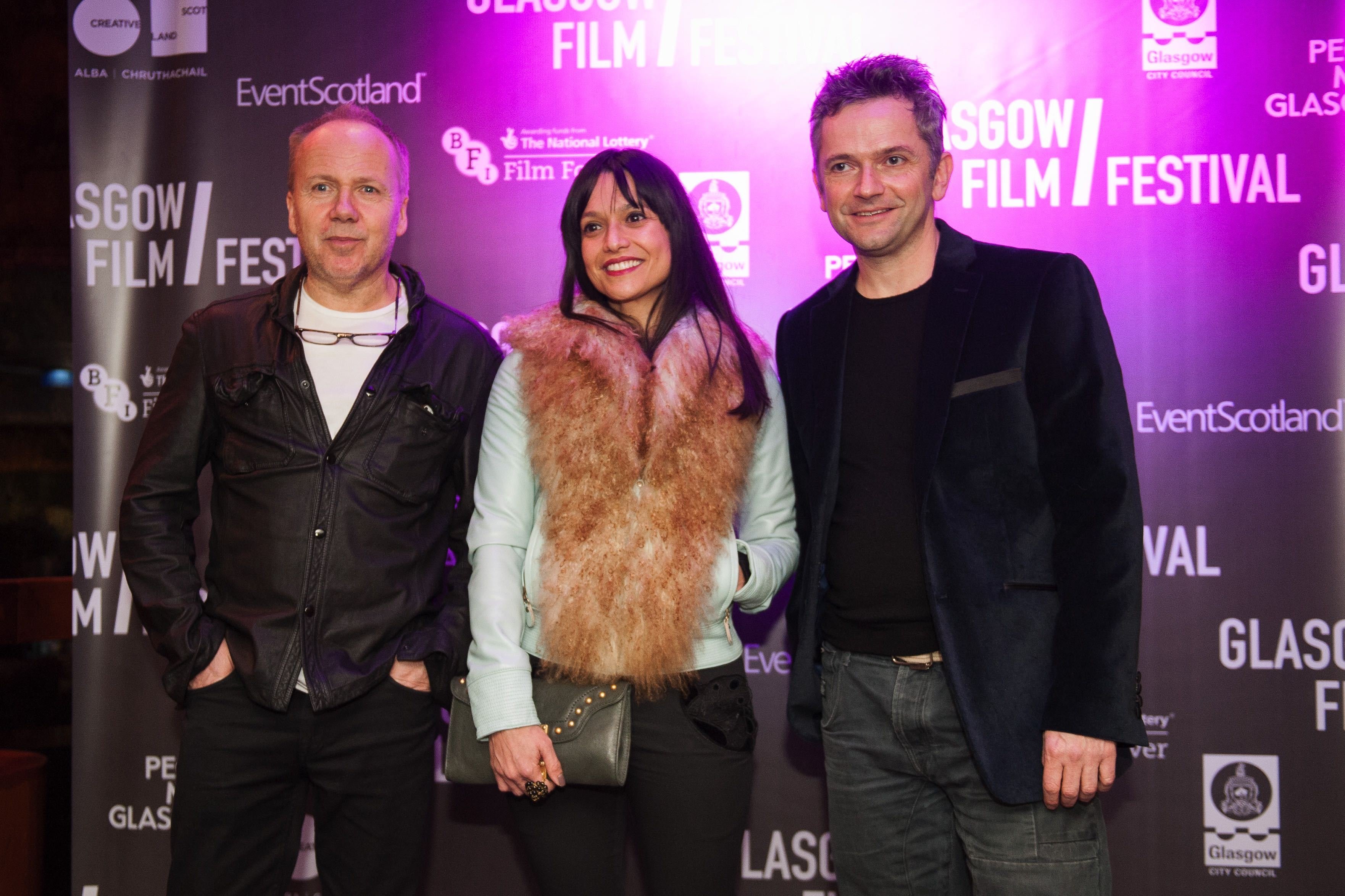 Glenn Freemantle, Fernanda Lippi and Andre Semenza at World Premiere of Sea without Shore at Glasgow Film Festival 2015
